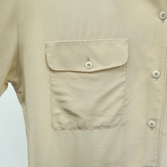 Diane Gilman Petite Women’s Cream 100% Silk Button Front Blouse Small Washable - Picture 8 of 14
